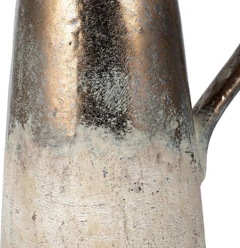 Two Tone Metallic Terracotta Pitcher - 14.5" - White and Bronze in Saudi Arabia