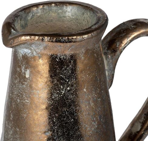 Two Tone Metallic Terracotta Pitcher - 14.5" - White and Bronze in Saudi Arabia