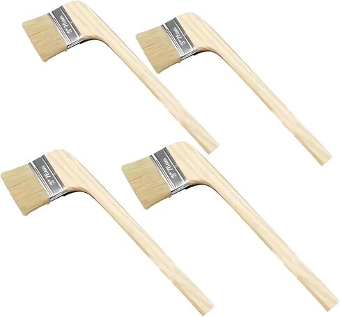 Angled Bristle Paint Brush Set, 4 Pcs, Long Wood Handle, Bent Radiator Design, Multi-Purpose Wall and Boat Brush, 3 in in Kuwait