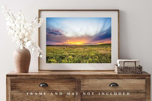 Great Plains Photography Print (Not Framed) Picture of Scenic Sunset over Tallgrass Prairie on Autumn Day in Oklahoma Landscape Wall Art Western Decor (24" x 36") in Saudi Arabia