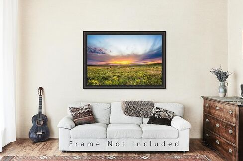 Great Plains Photography Print (Not Framed) Picture of Scenic Sunset over Tallgrass Prairie on Autumn Day in Oklahoma Landscape Wall Art Western Decor (24" x 36") in Saudi Arabia