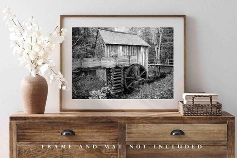 Country Photography Print (Not Framed) Black and White Picture of John Cable Mill in Cades Cove in Great Smoky Mountains Tennessee Rustic Wall Art Farmhouse Decor (5" x 7") in Saudi Arabia
