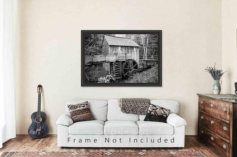 Country Photography Print (Not Framed) Black and White Picture of John Cable Mill in Cades Cove in Great Smoky Mountains Tennessee Rustic Wall Art Farmhouse Decor (5" x 7") in Saudi Arabia