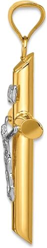 شؤون المجوهرات 14k الذهب الأصفر والأبيض الحقيقي يسوع الصليب سحر قلادة، 35x15mm in Saudi Arabia