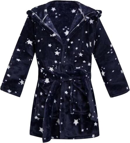 Boys' Girls' Hooded Bathrobe Soft Plush Robe Kids Sleepwear Dressing Gown Gift (US, Age, 2 Years, 3 Years, Black) in Saudi Arabia