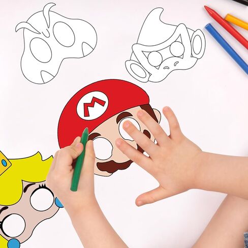 12 PCS Mario Themed Masks Role Play Bros Party Favors,Mario Themed Party Supplies Dress Up Masks Birthday Cosplay Mask Cartoon Character Cosplay Photo Booth Prop Birthday Gift in Kuwait