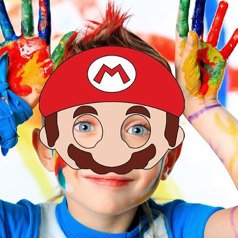 12 PCS Mario Themed Masks Role Play Bros Party Favors,Mario Themed Party Supplies Dress Up Masks Birthday Cosplay Mask Cartoon Character Cosplay Photo Booth Prop Birthday Gift in Kuwait