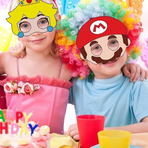 12 PCS Mario Themed Masks Role Play Bros Party Favors,Mario Themed Party Supplies Dress Up Masks Birthday Cosplay Mask Cartoon Character Cosplay Photo Booth Prop Birthday Gift in Kuwait