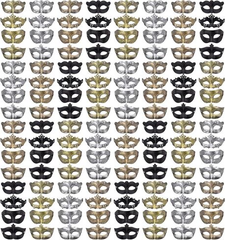 FEQO 128 Pieces Masquerade Masks Vintage Antique Venetian Masks for Men Women in Saudi Arabia