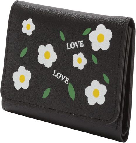 1Pcs Pouch for Money Floral Print Card Holder PU Leather Black 11.5x9cm in Saudi Arabia