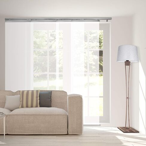 A&F Rod Décor - مسار لوحة سكة واحدة منسوجة بيضاء مكونة من 4 ألواح قابلة للتمديد 48 بوصة - 88 بوصة عرض × 94 بوصة ارتفاع، عرض اللوحة 23.5 بوصة in Saudi Arabia