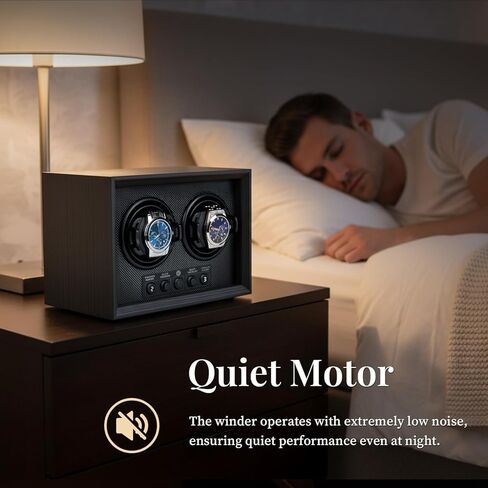 Mcbazel Double Watch Winder للساعات الأوتوماتيكية، صندوق مزدوج للساعة مع 5 أوضاع، محرك هادئ، هدية مثالية للرجال والأب والنساء - أسود in Kuwait