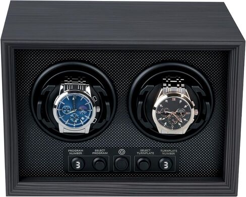 Mcbazel Double Watch Winder للساعات الأوتوماتيكية، صندوق مزدوج للساعة مع 5 أوضاع، محرك هادئ، هدية مثالية للرجال والأب والنساء - أسود in Kuwait