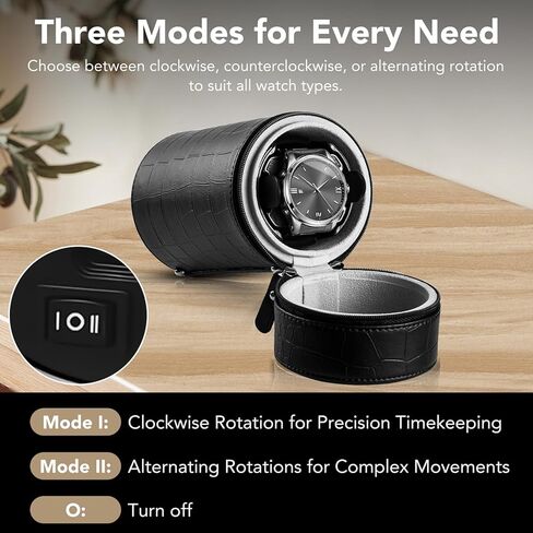 Watch Winder for Automatic Watches – Battery and AC Adapter Powered, Silent Motor, 2 Rotating Modes, Travel-Friendly Design with Acrylic Window for Men and Women in Saudi Arabia