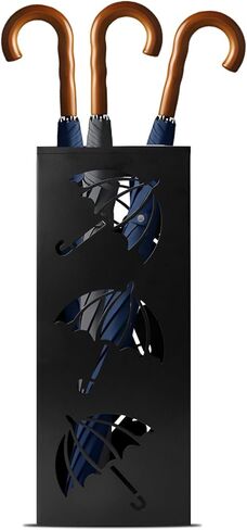 Metal Umbrella Holder, Square Freestanding Umbrella Stand Bucket Storage Indoor for Entryway, 6.3 x 6.3 x 16.3 Inch (White) in Kuwait