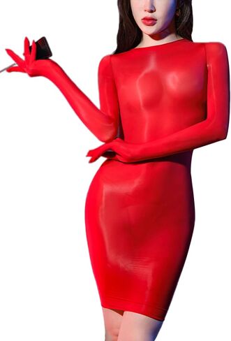 Women's Oil Shiny Bodystocking Dress Glossy Sheer Full Body Stockings Lingerie Nylon Tight Bodysuit in Saudi Arabia