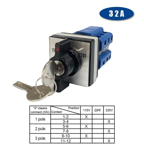 LW26-32F مع مفتاح نقل عالمي قابل للقفل بثلاثة أوضاع 32A 690V محرك تحويل الطاقة المزدوج عكس مفتاح الكاميرا الدوارة (32A 3 أقطاب) in Kuwait