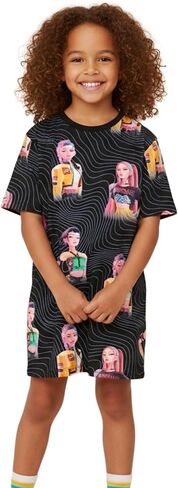 Komar Kids KPop Demon Hunters Girls Nightgown Pajamas - Short Sleeve Sleep Shirt Dress, Dorm Kid Sleepwear - Official Product in Saudi Arabia