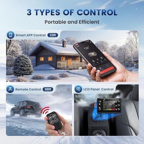 Diesel Heater 8KW, HBS1S Portable Diesel Air Heater with App Control, 10-Temperature Settings, 18% Boost in Burning Efficiency, Auto Start-Stop, and 110V AC 12V 24V DC, for Car, Campers, 2025 Upgraded in Saudi Arabia