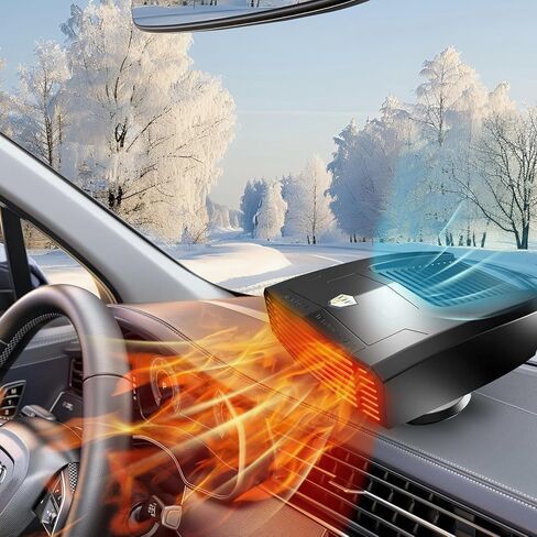 Car Heater 12V, 2 in 1 Portable Car Heater Fast Heating Quickly Defrost Defogger Demister Heat Cooling Fan Auto Dryer Windshield Defroster Plug in Cigarette Lighter (N705) in Saudi Arabia