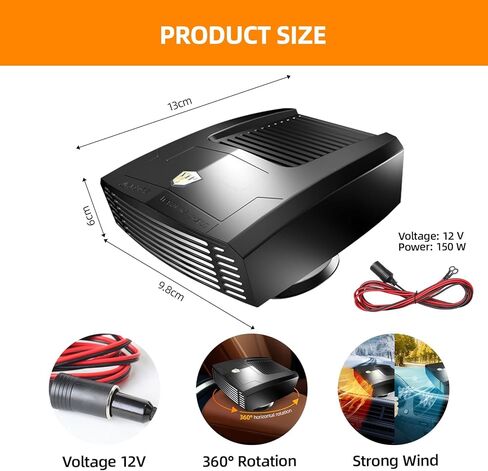 Car Heater 12V, 2 in 1 Portable Car Heater Fast Heating Quickly Defrost Defogger Demister Heat Cooling Fan Auto Dryer Windshield Defroster Plug in Cigarette Lighter (N705) in Saudi Arabia