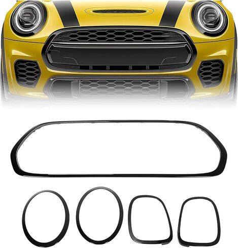 HECASA إطار ضوء الرأس والذيل وقولبة الشبكة المتوافقة مع موديلات 2014-2024 Mini Cooper S F55 F56 F57 للمصابيح الأمامية الأمامية ومصباح الذيل والشواية المحيطية للسائق والجانب البلاستيكي (ABS) in Kuwait