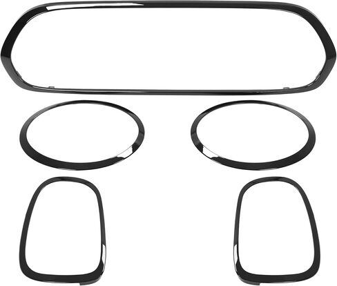 HECASA إطار ضوء الرأس والذيل وقولبة الشبكة المتوافقة مع موديلات 2014-2024 Mini Cooper S F55 F56 F57 للمصابيح الأمامية الأمامية ومصباح الذيل والشواية المحيطية للسائق والجانب البلاستيكي (ABS) in Kuwait
