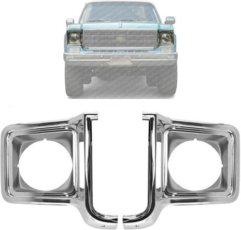 New Front Headlight Trim Bezel Set Chrome Right Passenger & Left Driver Side For Chevrolet & GMC C/k/Suburban Pickup Truck 1973-1978 Direct Replacement 376628 376627 GM2512134 in Saudi Arabia