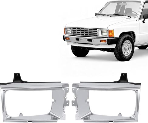 زوج غطاء غطاء المصباح الأمامي متوافق مع 1984-1986 Toyota 4Runner SR5 Turbo Pickup بديل لـ TO2513102 TO2512102 بلاستيك (ABS) كروم + مطلي باللون الفضي + أسود يسار ويمين in Kuwait