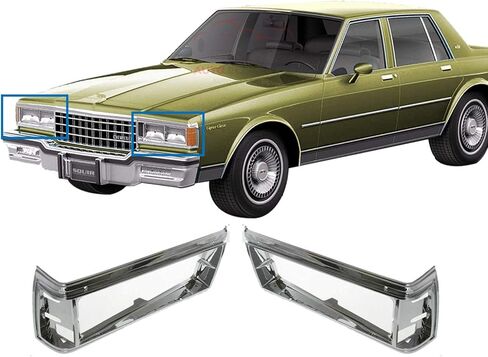 Headlight Bezel Trims Set Chrome For 1981-1985 Chevrolet Caprice / 1983-1986 Pontiac Parisienne Direct Replacement 14012457 14012458 in Saudi Arabia