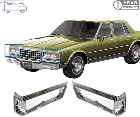 Headlight Bezel Trims Set Chrome For 1981-1985 Chevrolet Caprice / 1983-1986 Pontiac Parisienne Direct Replacement 14012457 14012458 in Saudi Arabia