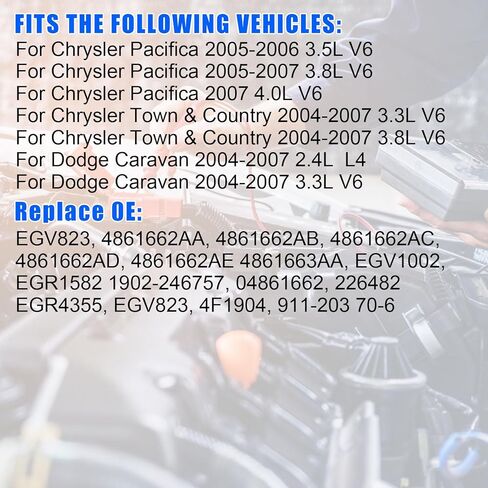 صمام EGV823 EGR لكرايسلر باسيفيكا تاون آند كانتري 2005-2007، لسيارة دودج كارافان كارافان 2.4/3.3L 2004-2007، لسيارة جراند كارافان 2004-2007 3.3/3.8L، استبدال #4861662AA in Kuwait
