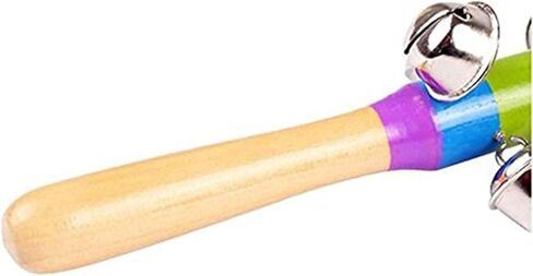 2 حزمة ألوان زاهية بألوان قوس قزح مقبض أجراس خشبية جلجل عصا شاكر حشرجة الموت 10 أجراس جلجل جرس موسيقي تفاعلي in Kuwait