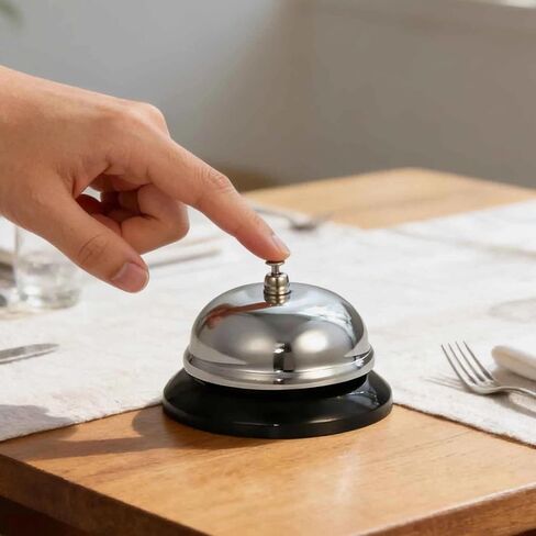 Call Bell Service Bell Sliver Manual Press Diameter 3.3" Compact Desk Bell for Kitchen, Schools, Reception, Hotels, Hotels, Hospitals, Warehouses & Home Use in Saudi Arabia