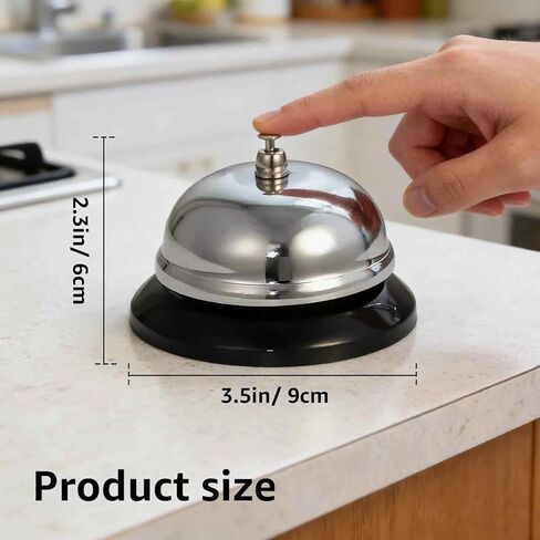 Call Bell Service Bell Sliver Manual Press Diameter 3.3" Compact Desk Bell for Kitchen, Schools, Reception, Hotels, Hotels, Hospitals, Warehouses & Home Use in Saudi Arabia