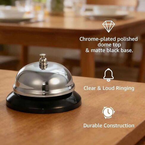 Call Bell Service Bell Sliver Manual Press Diameter 3.3" Compact Desk Bell for Kitchen, Schools, Reception, Hotels, Hotels, Hospitals, Warehouses & Home Use in Saudi Arabia