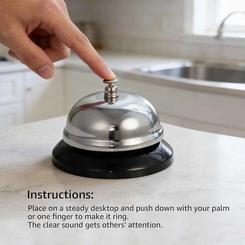 Call Bell Service Bell Sliver Manual Press Diameter 3.3" Compact Desk Bell for Kitchen, Schools, Reception, Hotels, Hotels, Hospitals, Warehouses & Home Use in Saudi Arabia