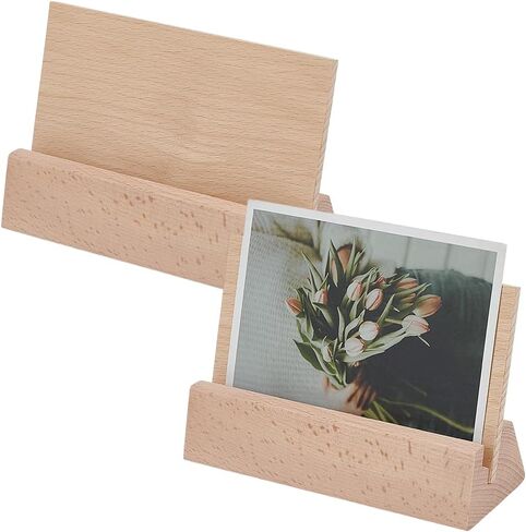 WEBEEDY 2 Sets Desktop Wood Calendar Stands Beech Wooden Holder Base for Display Place Card Postcard Photo Picture Book Artworks, Office Home Desktop Wedding Decoration, 4x2x1.4 inch in Saudi Arabia