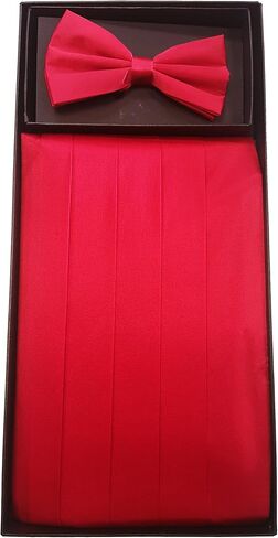 الحرير Cumberbund وBowTie الصلبة اللون الأحمر الرجال Cummerbund القوس التعادل مجموعة in Saudi Arabia