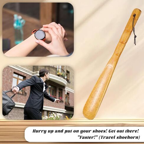 2 Pcs Wooden Shoe Horn 13'' Long Handle Shoe Helper Spoons Retro Wood Shoehorn with Lanyard Shoes Stick Helper for Seniors Men Women in Saudi Arabia