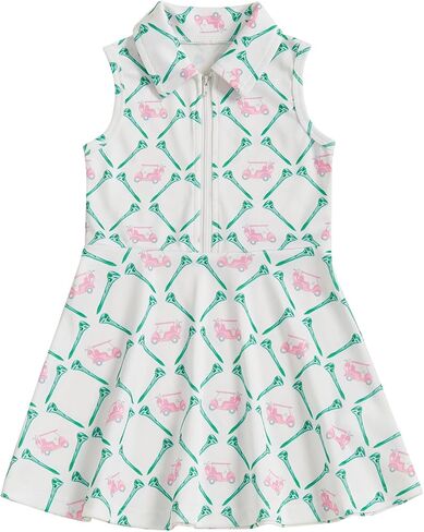 Kids Toddler Girls Golf Outfit Sleeveless Golf Dress Zipper Lapel Collar A Line Tank Dresses Girls Athletic Clothes in Saudi Arabia