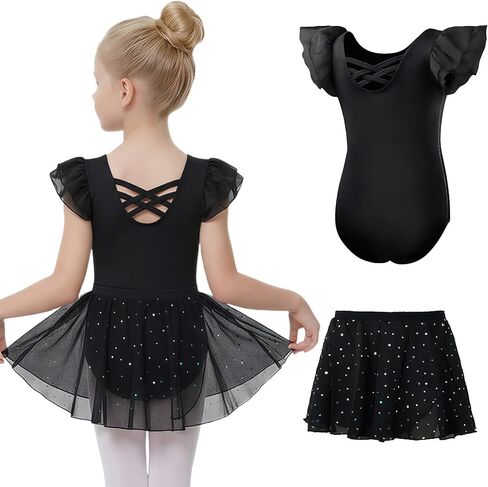 Gogokids 2 Pcs Ballet Leotards Dresses for Girls Crisscross Back Toddler Ballerina Outfit with Removable Skirt Combo in Saudi Arabia
