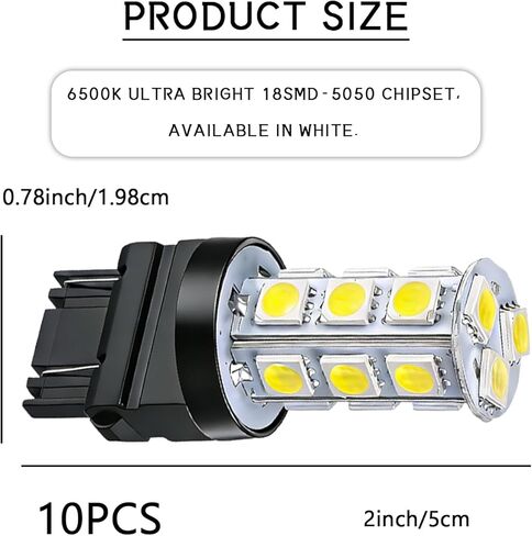 3157 LED Bulb, White 5050-18SMD 3157 LED Brake Reverse Tail Light Bulb, Super Bright 3156 T25 Switchback Light Taillight Bulbs Backup Reversing Turn Signal Wedge Base Lamp Replacement（10PCS） in Saudi Arabia