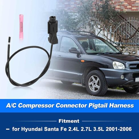 A/C Compressor Connector Pigtail Harness for Hyundai Santa Fe 2.4L 2.7L 3.5L 2001-2006 A/C Clutch Pigtail Replacement in Kuwait