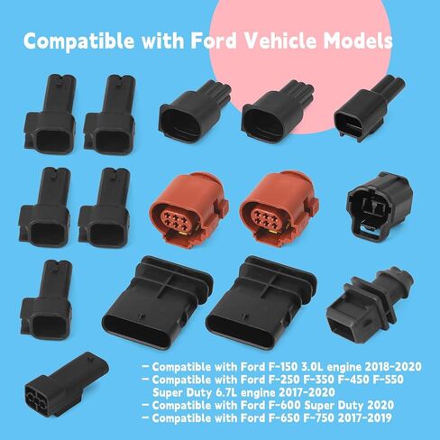 طقم قابس تسخير موالف كهربائي متوافق مع Ford Super Duty F150 3.0L F250 F350 F450 F550 مع محرك 6.7L 2017-2020 مجموعة محطات مقابس الموصل البديلة، الدبوس غير متضمن in Saudi Arabia