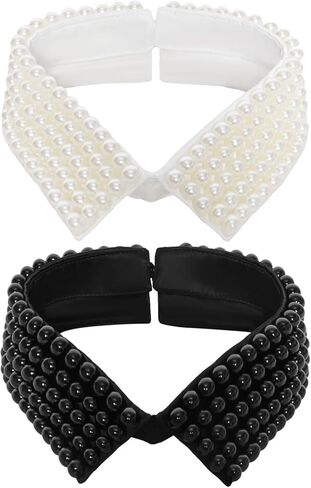 Fumwase 2PCS Pearl Fake Collar for Women Detachable Vintage Beaded Collar Fashion False Collar Necklace in Saudi Arabia