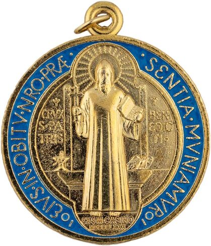 Gold-Tone Saint Benedict Medal | Shiny | Patron Saint of Students and Europe | Religious Medallion for Jewelry and Home | Catholic Gift for First Holy Communion and Confirmation in Saudi Arabia