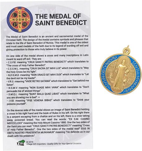 Gold-Tone Saint Benedict Medal | Shiny | Patron Saint of Students and Europe | Religious Medallion for Jewelry and Home | Catholic Gift for First Holy Communion and Confirmation in Saudi Arabia