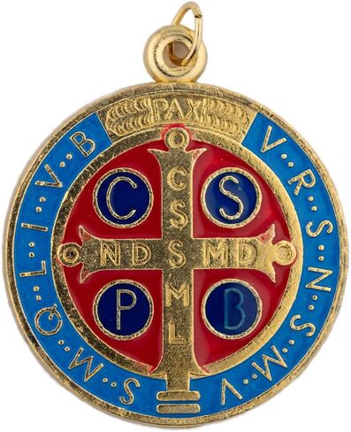 Gold-Tone Saint Benedict Medal | Shiny | Patron Saint of Students and Europe | Religious Medallion for Jewelry and Home | Catholic Gift for First Holy Communion and Confirmation in Saudi Arabia