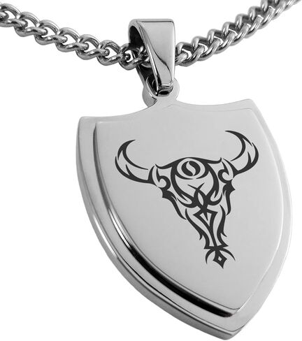 Stainless Steel Tribal Bison Shield Pendant Necklace in Saudi Arabia